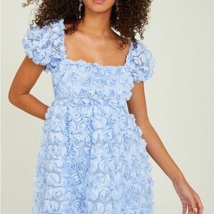 Altar'd State Light Blue Krystal Rosette Mini Dress